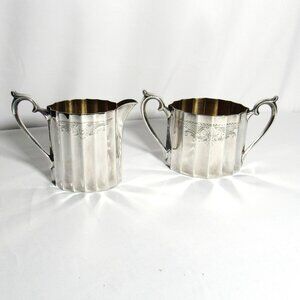 Colonial Classic Creamer and Sugar Set LUNT Silver Plate 100-E Vintage